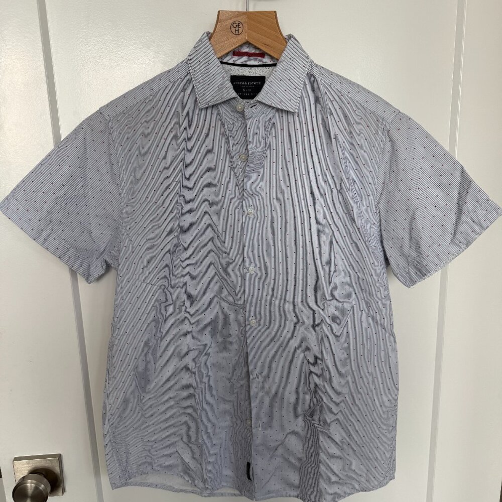 Denim & Flower Men's Small Slim Fit Short Sleeve Button Down Shirt